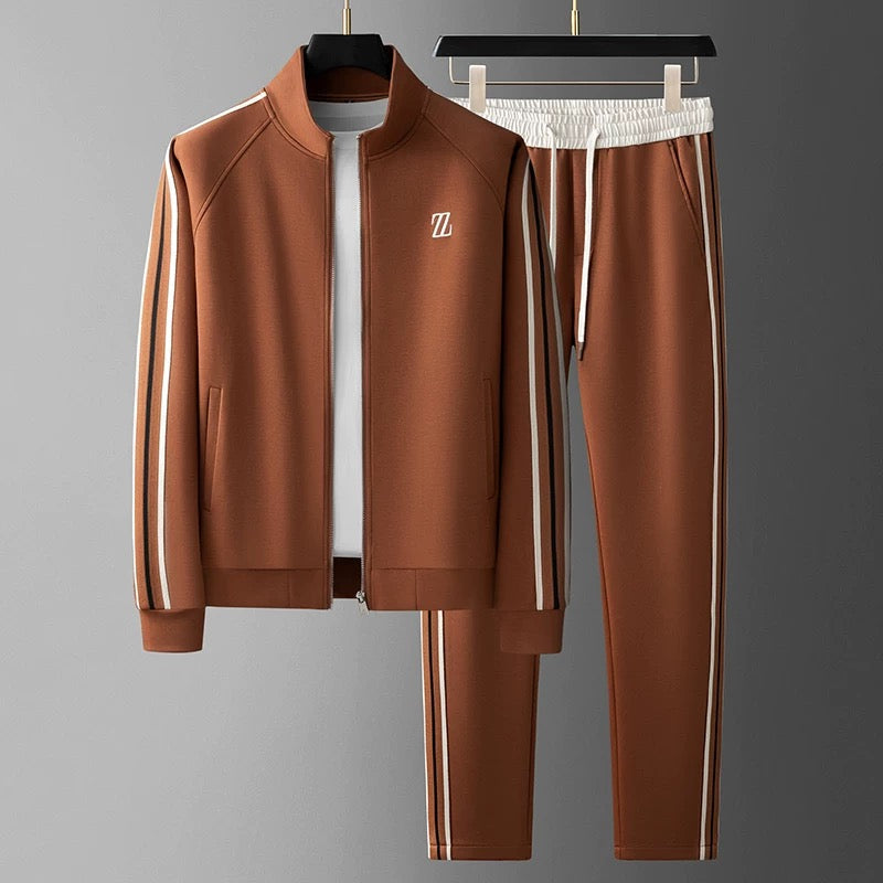 Tracksuit - Men's Two-Piece Zip-Up Jacket and Track Pants Set-Grace Aura
