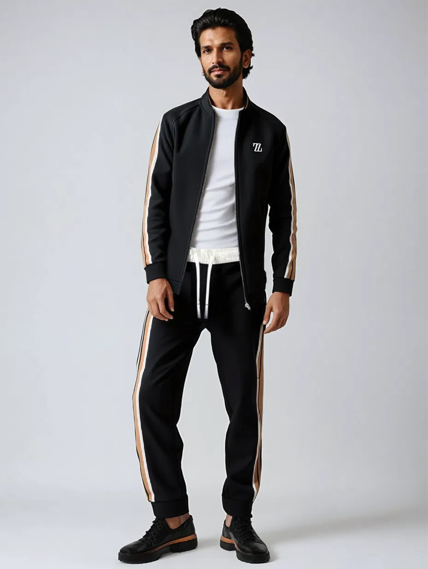 Tracksuit - Men's Two-Piece Zip-Up Jacket and Track Pants Set-Grace Aura