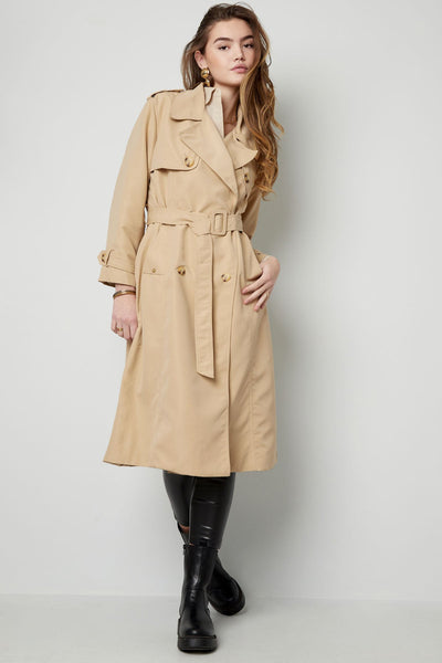 Trench Coat - Women's Classic Double Breasted Trench Coat with Belt-Grace Aura