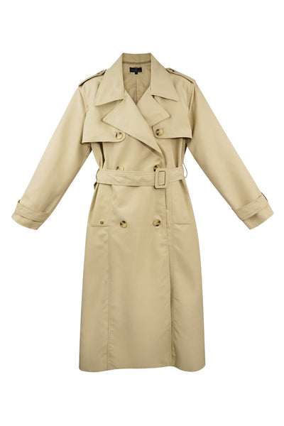 Trench Coat - Women's Classic Double Breasted Trench Coat with Belt-Grace Aura