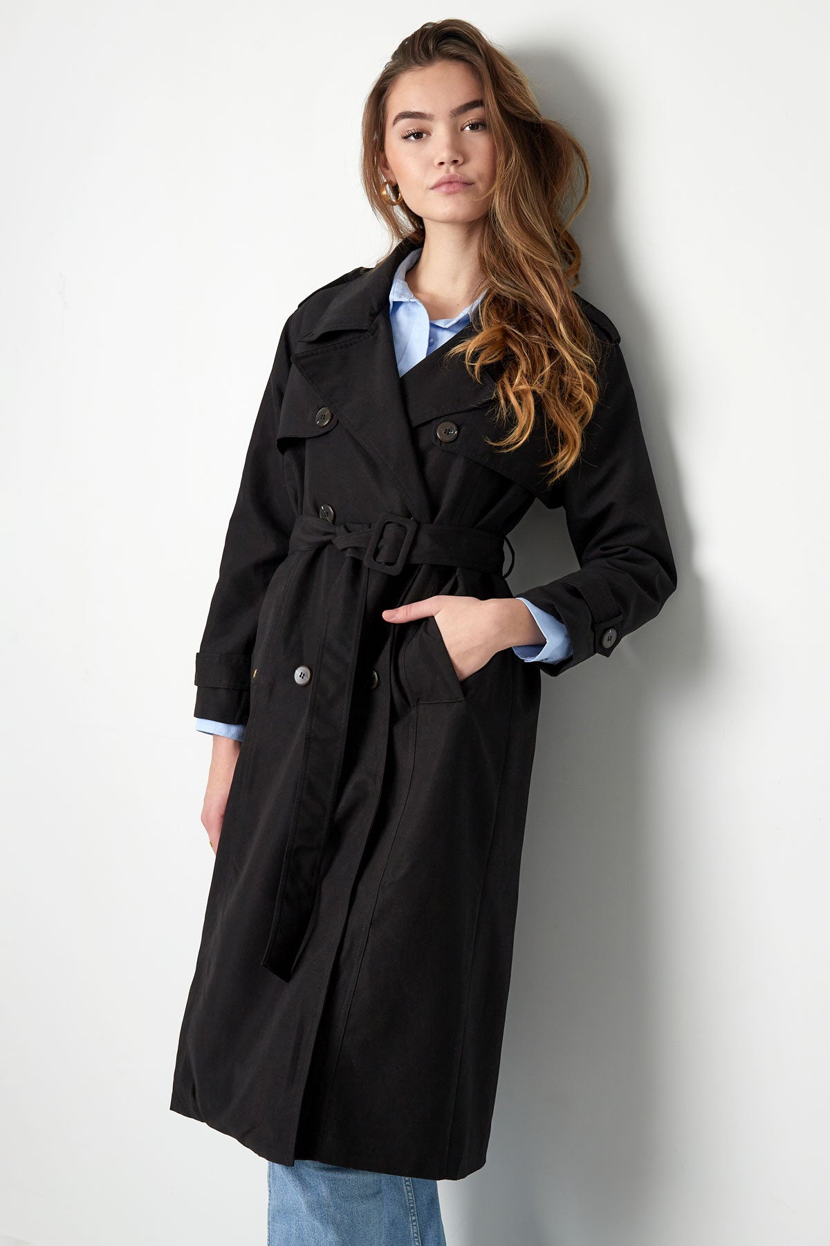 Trench Coat - Women's Classic Double Breasted Trench Coat with Belt-Grace Aura