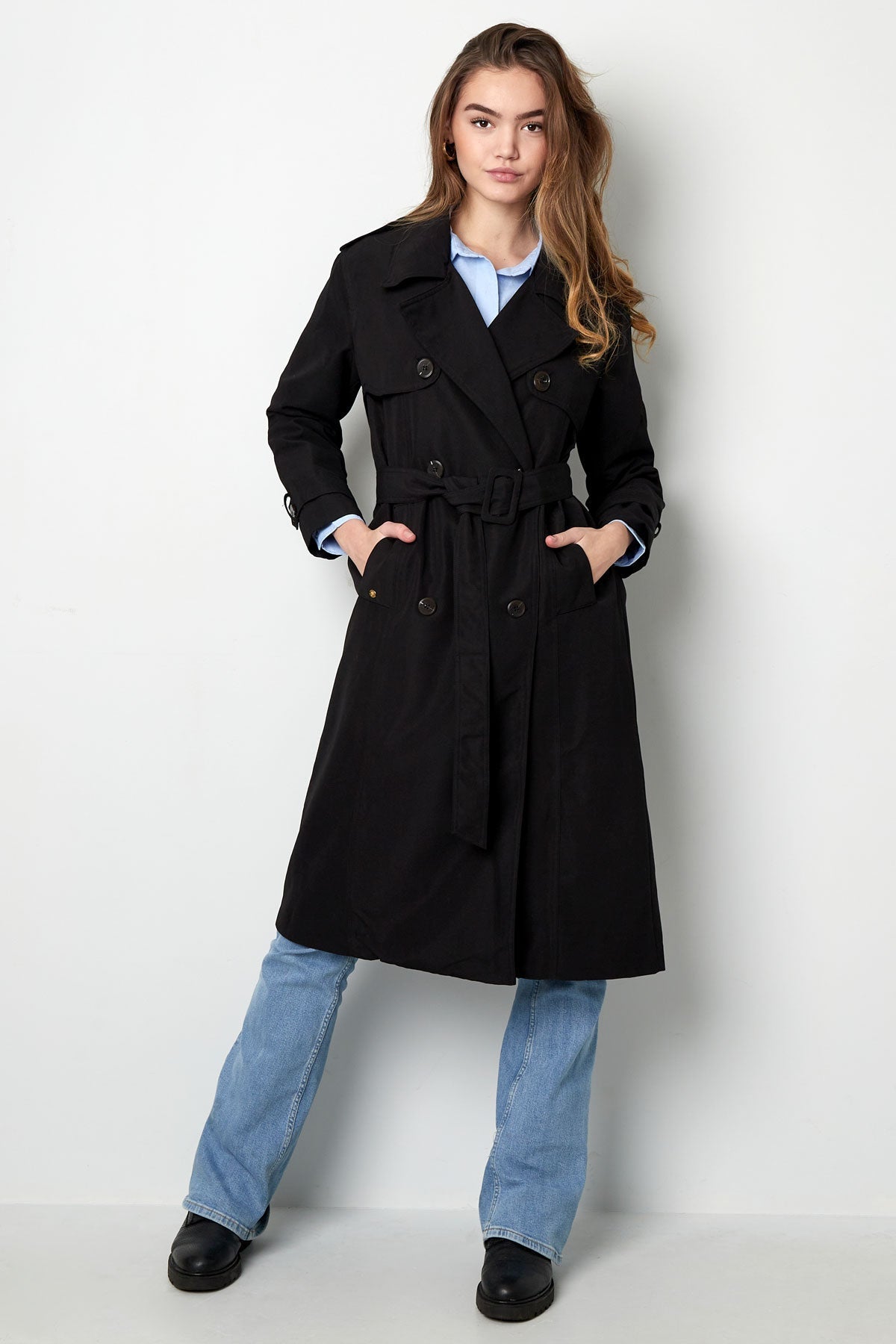 Trench Coat - Women's Classic Double Breasted Trench Coat with Belt-Grace Aura