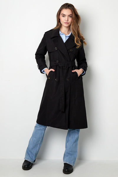 Trench Coat - Women's Classic Double Breasted Trench Coat with Belt-Grace Aura