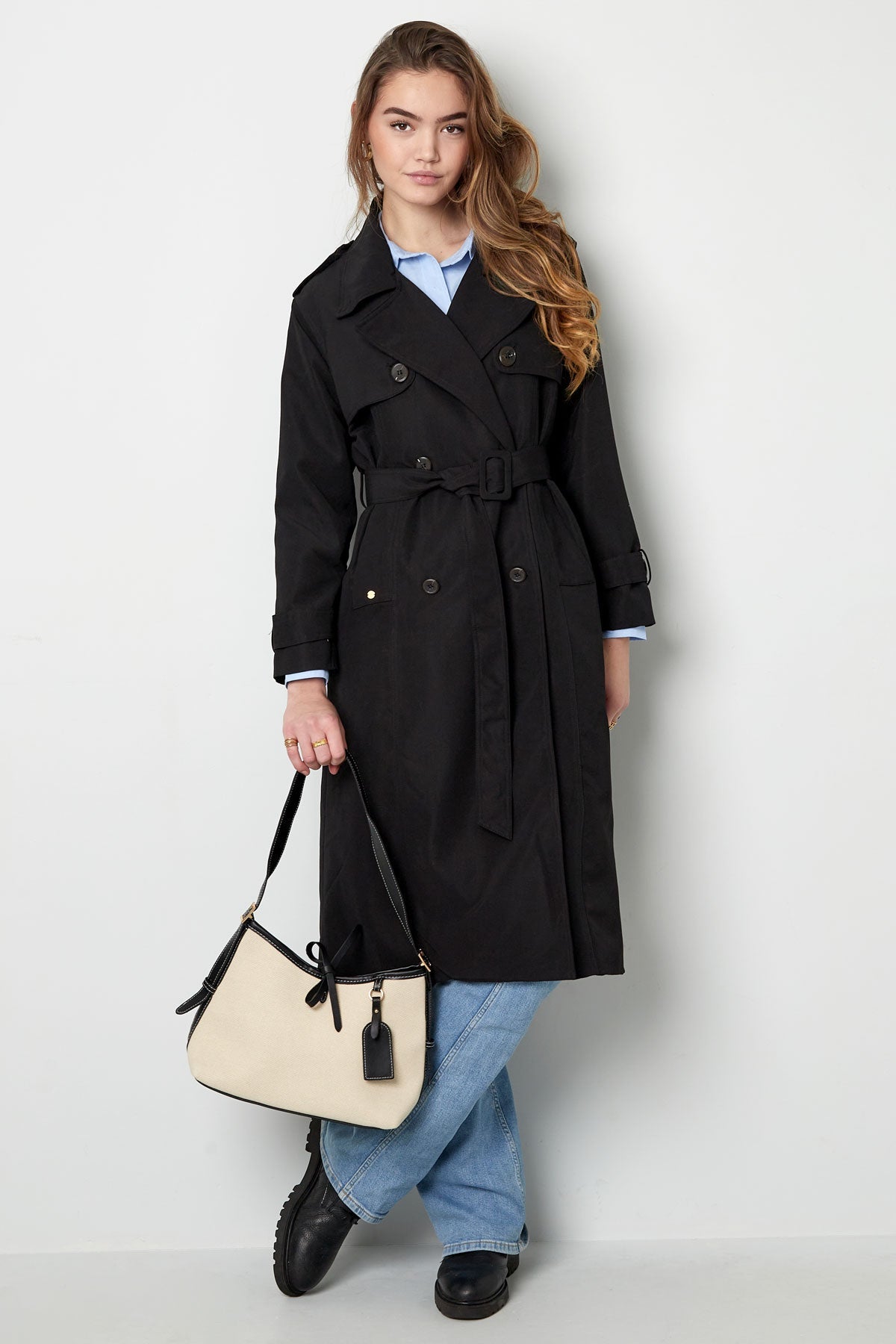 Trench Coat - Women's Classic Double Breasted Trench Coat with Belt-Grace Aura