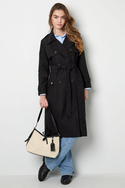 Trench Coat - Women's Classic Double Breasted Trench Coat with Belt-Grace Aura