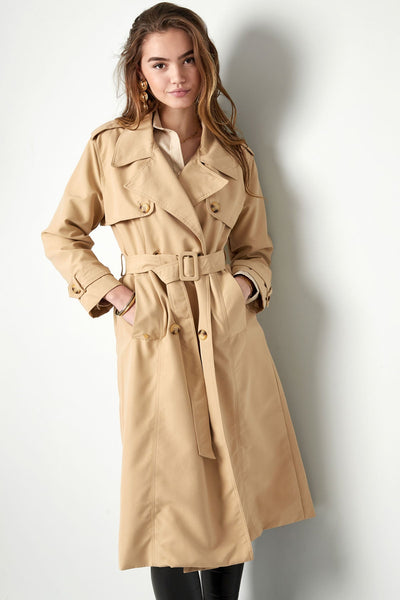Trench Coat - Women's Classic Double Breasted Trench Coat with Belt-Grace Aura