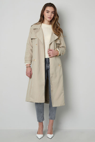 Trench Coat - Women's Classic Double Breasted Trench Coat with Belt-Grace Aura