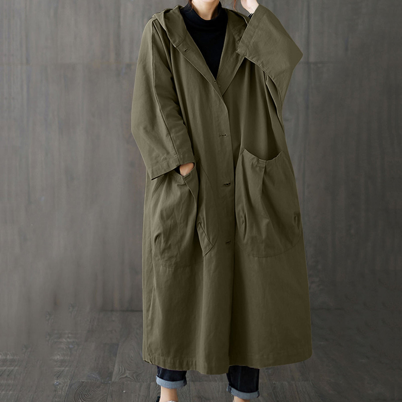 Trench Coat - Women's Windproof Oversized Long Trench Coat-Grace Aura