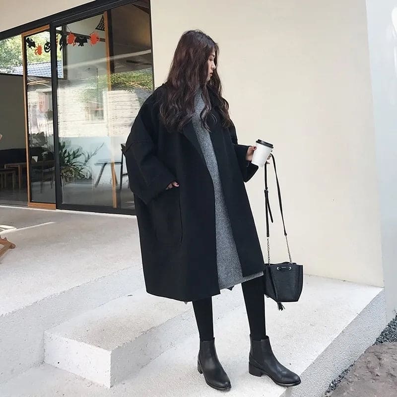 Trench Coatigan - Woolen - Oversized - Trench Coat - Women's Coatigan-Grace Aura