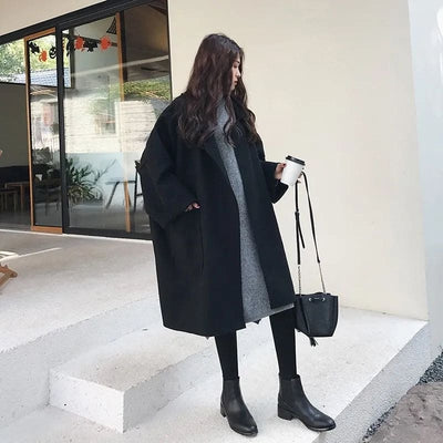 Trench Coatigan - Woolen - Oversized - Trench Coat - Women's Coatigan-Grace Aura