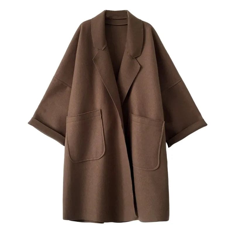 Trench Coatigan - Woolen - Oversized - Trench Coat - Women's Coatigan-Grace Aura