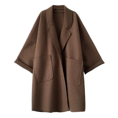 Trench Coatigan - Woolen - Oversized - Trench Coat - Women's Coatigan-Grace Aura