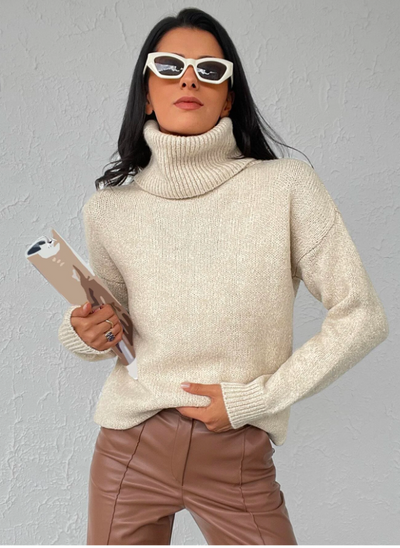 Turtleneck | High Neck | Long Sleeve | Knitted Sweater | Women's Knitwear-Grace Aura