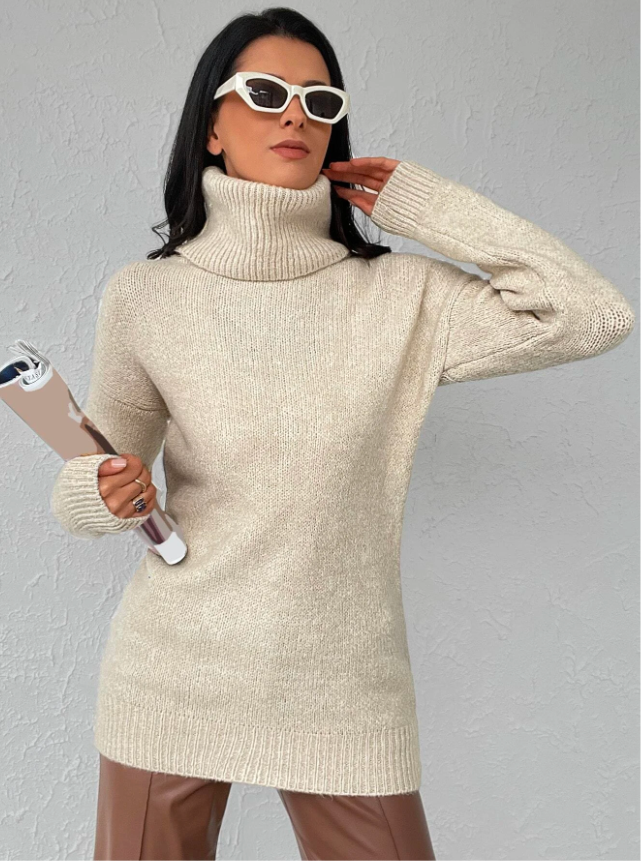 Turtleneck | High Neck | Long Sleeve | Knitted Sweater | Women's Knitwear-Grace Aura