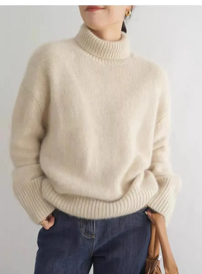 Turtleneck Jumper - Knitted - Roll Neck - Cashmere Sweater - Women's Knitwear-Grace Aura