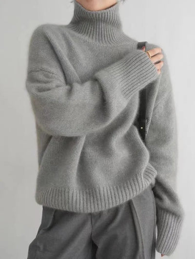 Turtleneck Jumper - Knitted - Roll Neck - Cashmere Sweater - Women's Knitwear-Grace Aura