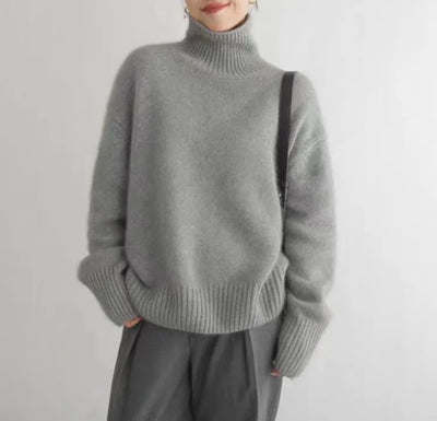 Turtleneck Jumper - Knitted - Roll Neck - Cashmere Sweater - Women's Knitwear-Grace Aura