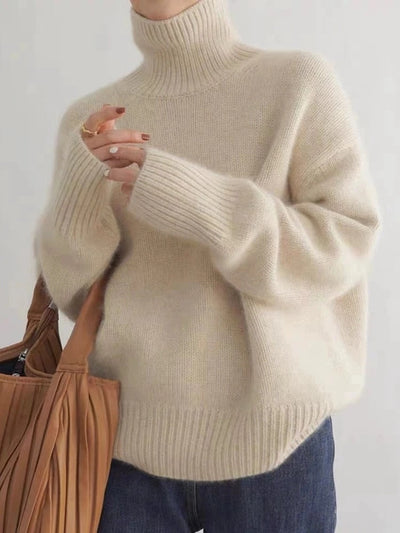 Turtleneck Jumper - Knitted - Roll Neck - Cashmere Sweater - Women's Knitwear-Grace Aura