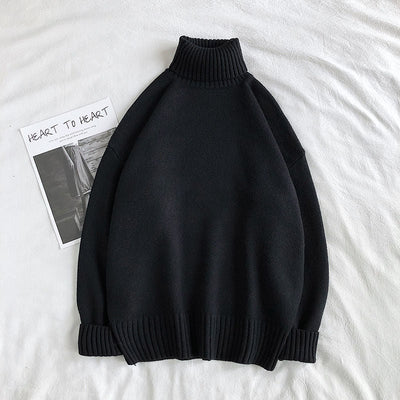 Turtleneck Jumper - Men's Roll Neck Oversized Knitted Sweater-Grace Aura