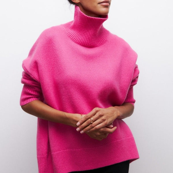 Turtleneck | Knitted | High Neck | Oversized Sweater | Women's Knitwear-Grace Aura