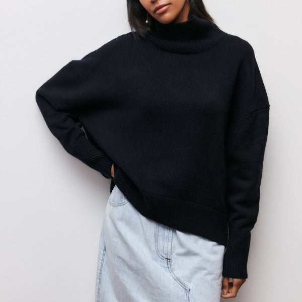 Turtleneck | Knitted | High Neck | Oversized Sweater | Women's Knitwear-Grace Aura