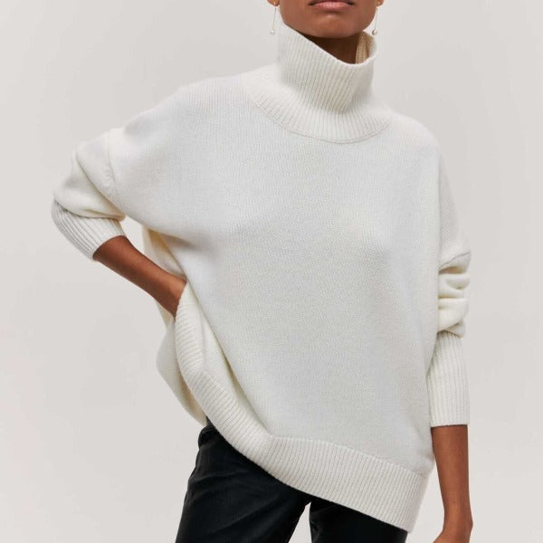 Turtleneck | Knitted | High Neck | Oversized Sweater | Women's Knitwear-Grace Aura