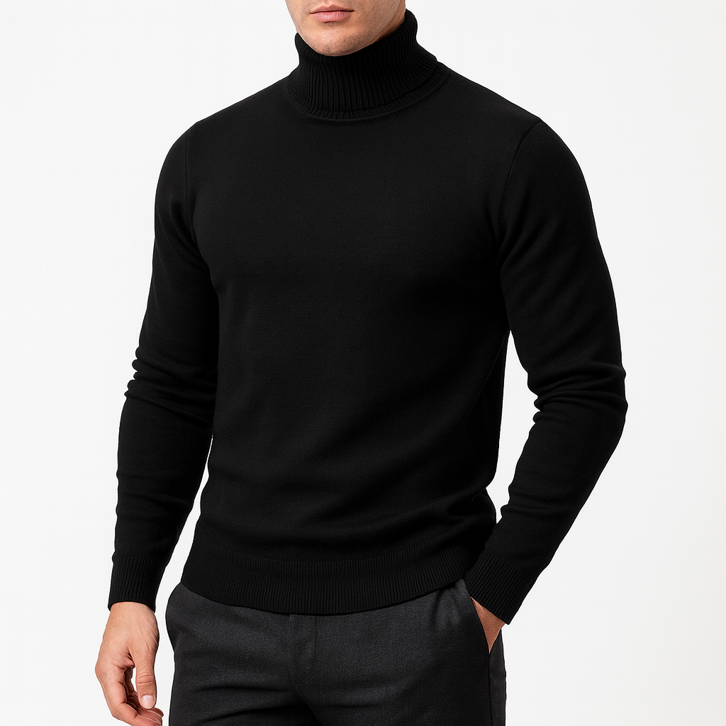 Turtleneck Sweater - Plain - Roll Neck - Knitted Sweater - Men's Jumper-Grace Aura