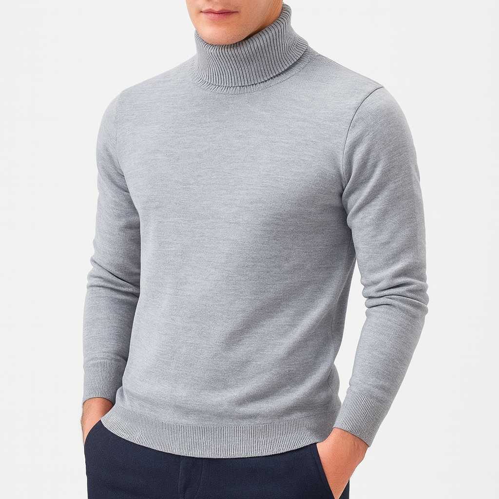 Turtleneck Sweater - Plain - Roll Neck - Knitted Sweater - Men's Jumper-Grace Aura