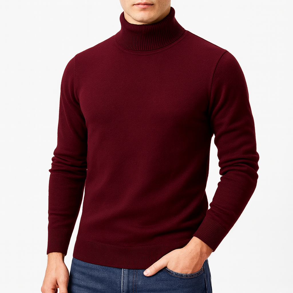Turtleneck Sweater - Plain - Roll Neck - Knitted Sweater - Men's Jumper-Grace Aura