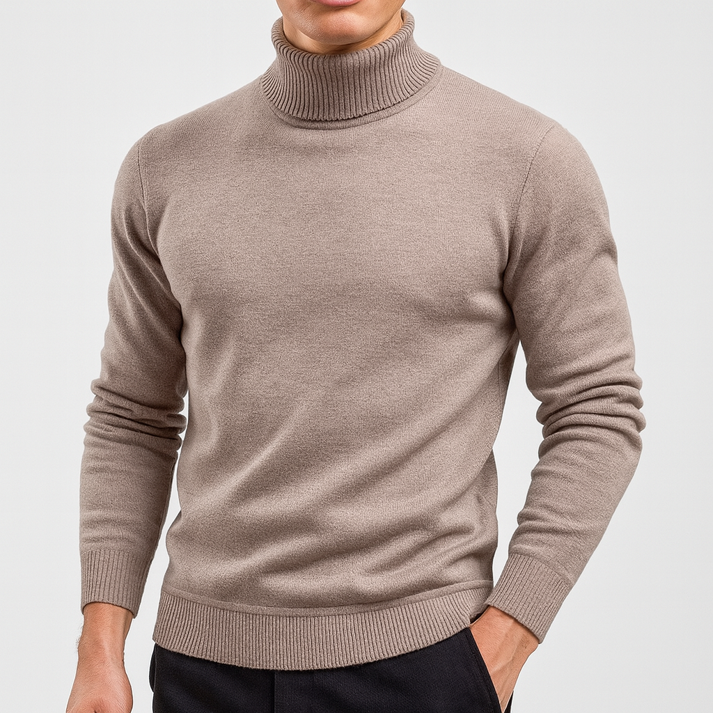 Turtleneck Sweater - Plain - Roll Neck - Knitted Sweater - Men's Jumper-Grace Aura