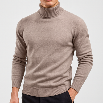 Turtleneck Sweater - Plain - Roll Neck - Knitted Sweater - Men's Jumper-Grace Aura