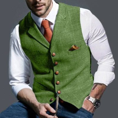 Tweed Vest - Sleeveless - Single Breasted - Suit Vest - Men's Vest-Grace Aura