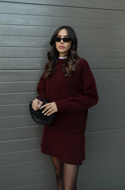 Two-Piece Set | Knitted Sweater | Mini Skirt | Knit Co-Ord | Women's Clothing-Grace Aura