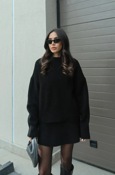 Two-Piece Set | Knitted Sweater | Mini Skirt | Knit Co-Ord | Women's Clothing-Grace Aura