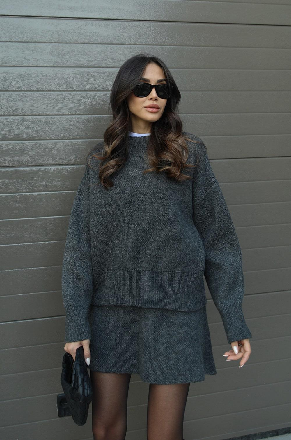 Two-Piece Set | Knitted Sweater | Mini Skirt | Knit Co-Ord | Women's Clothing-Grace Aura