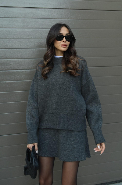 Two-Piece Set | Knitted Sweater | Mini Skirt | Knit Co-Ord | Women's Clothing-Grace Aura