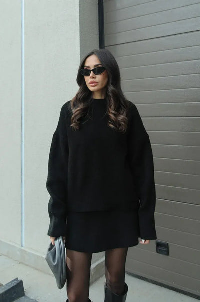 Two-Piece Set - Mini Skirt - Jumper - Knitted Co-Ord - Women's Clothing-Grace Aura