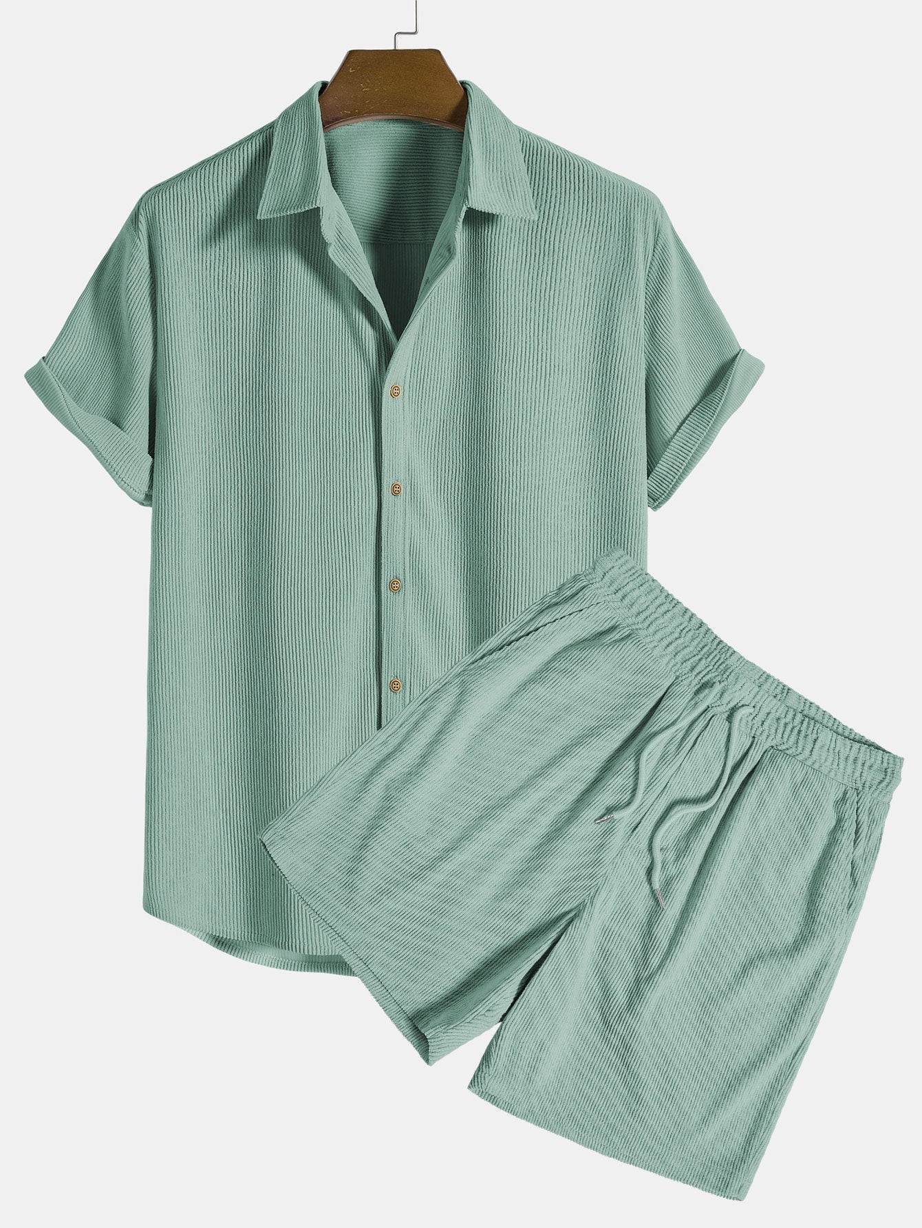 Two-Piece Set | Short Sleeve | Drawstring | Shirt and Shorts Set | Men's Co-Ord Set-Grace Aura