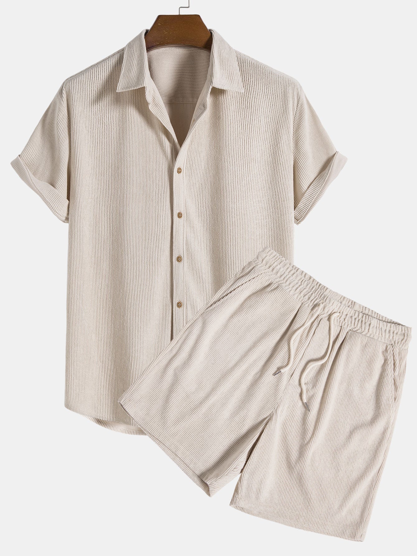 Two-Piece Set | Short Sleeve | Drawstring | Shirt and Shorts Set | Men's Co-Ord Set-Grace Aura