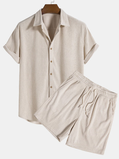 Two-Piece Set | Short Sleeve | Drawstring | Shirt and Shorts Set | Men's Co-Ord Set-Grace Aura