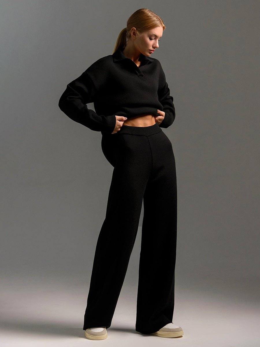 Two-Piece Set - Wide Leg - Long Sleeve - Co-Ord Set - Women's Loungewear-Grace Aura