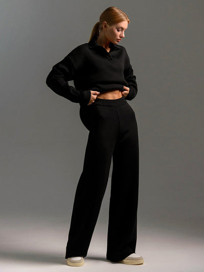 Two-Piece Set - Wide Leg - Long Sleeve - Co-Ord Set - Women's Loungewear-Grace Aura