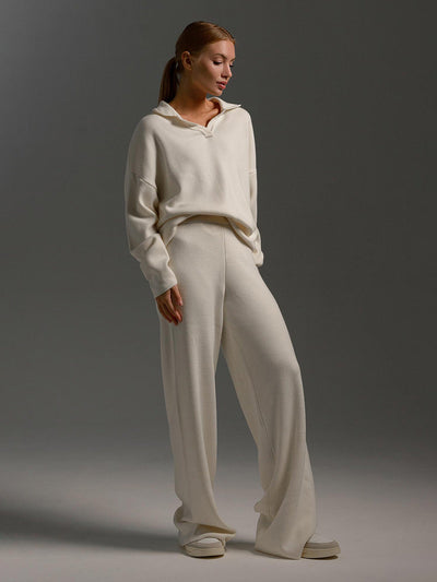 Two-Piece Set - Wide Leg - Long Sleeve - Co-Ord Set - Women's Loungewear-Grace Aura