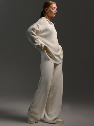 Two-Piece Set - Wide Leg - Long Sleeve - Co-Ord Set - Women's Loungewear-Grace Aura