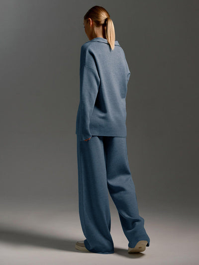 Two-Piece Set - Wide Leg - Long Sleeve - Co-Ord Set - Women's Loungewear-Grace Aura