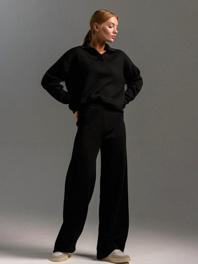 Two-Piece Set - Wide Leg - Long Sleeve - Co-Ord Set - Women's Loungewear-Grace Aura