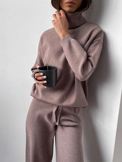 Two Piece Set | Wide Leg | Turtleneck | Lounge Set | Women's Clothing-Grace Aura