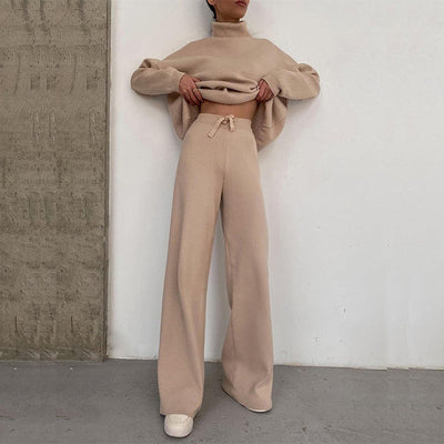 Two Piece Set | Wide Leg | Turtleneck | Lounge Set | Women's Clothing-Grace Aura