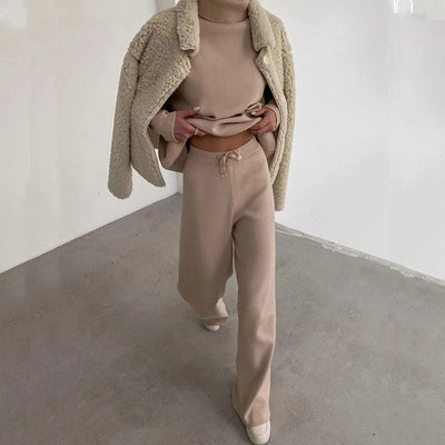 Two Piece Set | Wide Leg | Turtleneck | Lounge Set | Women's Clothing-Grace Aura