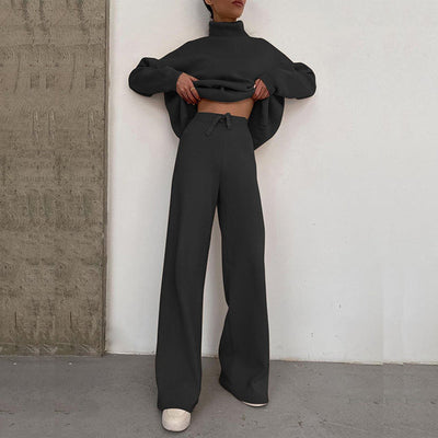 Two Piece Set | Wide Leg | Turtleneck | Lounge Set | Women's Clothing-Grace Aura